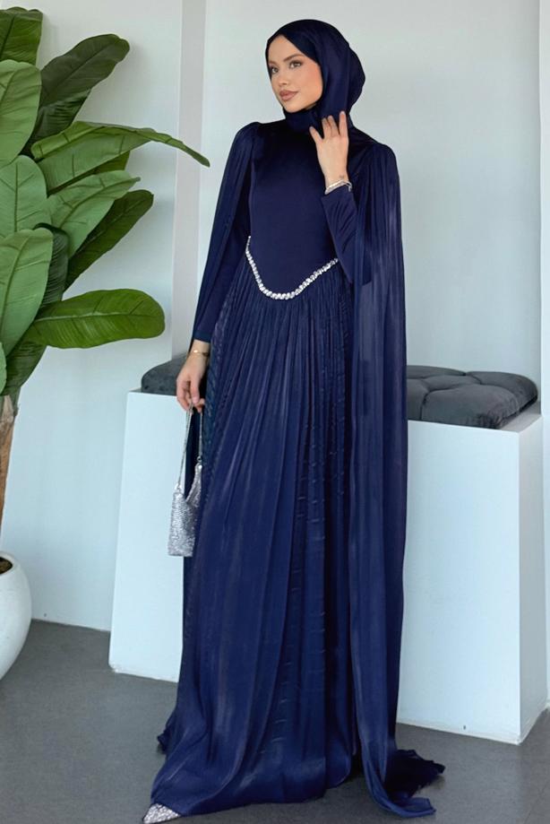 Tesettür giyim  TAŞ DETAYLI ABİYE ELBİSE T 2626