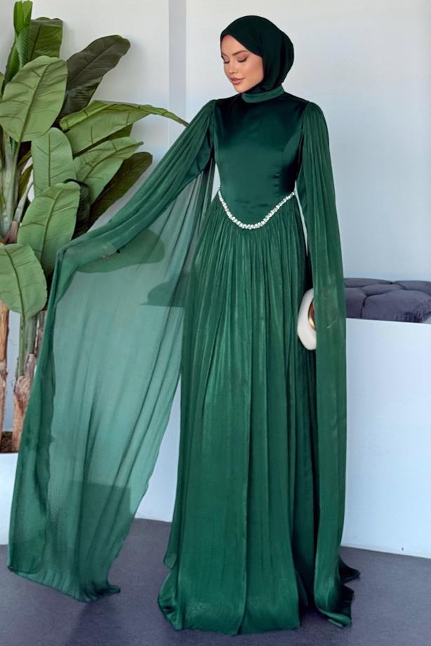 Tesettür giyim  TAŞ DETAYLI ABİYE ELBİSE T 2626