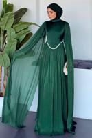 Tesettür giyim YEŞİL TAŞ DETAYLI ABİYE ELBİSE T 2626