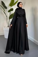 Vêtements hijab NOIR ROBE DE SOIRÉE DÉTAIL CAPE T 5535