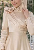 Vêtements hijab BEIGE ROBE DE SOIRÉE DÉTAIL CAPE T 5535