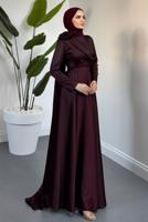 Vêtements hijab ROUGE BORDEAUX ROBE DE SOIRÉE DÉTAIL CAPE T 5535