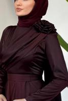 Vêtements hijab ROUGE BORDEAUX ROBE DE SOIRÉE DÉTAIL CAPE T 5535