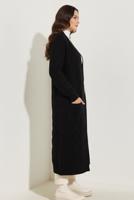 Tesettür giyim SİYAH ÖRGÜ DESENLİ TRİKO HIRKA T 7182