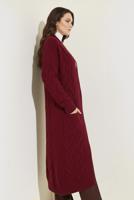 Tesettür giyim BORDO ÖRGÜ DESENLİ TRİKO HIRKA T 7182