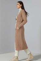 Tesettür giyim KAHVE ÖRGÜ DESENLİ TRİKO HIRKA T 7182