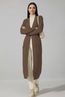 Tesettür giyim VİZON ÖRGÜ DESENLİ TRİKO HIRKA T 7182