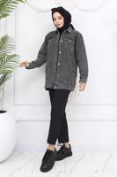 Tesettür giyim GRİ KOT CEKET T 407 