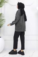 Tesettür giyim GRİ KOT CEKET T 407 