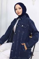 Tesettür giyim LACİVERT KOT CEKET T 407 