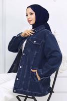 Tesettür giyim LACİVERT KOT CEKET T 407 