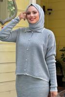 Tesettür giyim GRİ TRİKO HIRKA T 0751