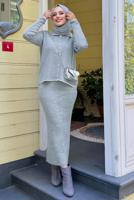 Tesettür giyim GRİ TRİKO HIRKA T 0751