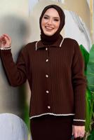 Tesettür giyim KAHVE TRİKO HIRKA T 0751