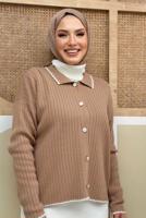 Tesettür giyim VİZON TRİKO HIRKA T 0751