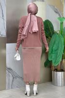 Tesettür giyim PEMBE TRİKO HIRKA T 0751