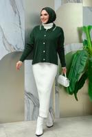 Tesettür giyim YEŞİL TRİKO HIRKA T 0751