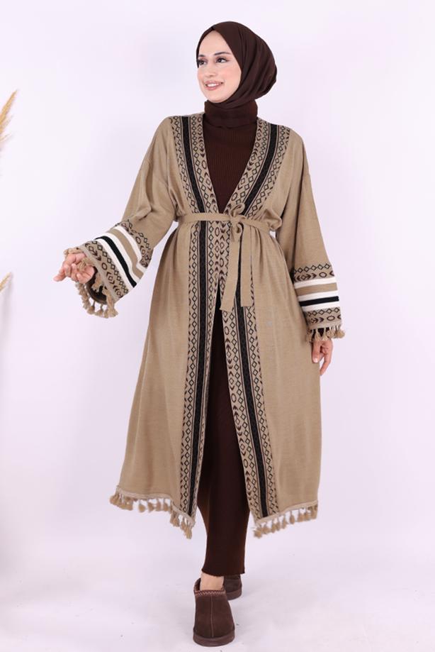 Vêtements hijab VISON KIMONO EN MAILLE À MOTIFS ETHNIQUES T 57621 - TRENDTESETTÜR