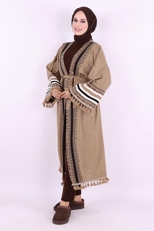 Vêtements hijab VISON KIMONO EN MAILLE À MOTIFS ETHNIQUES T 57621 - TRENDTESETTÜR