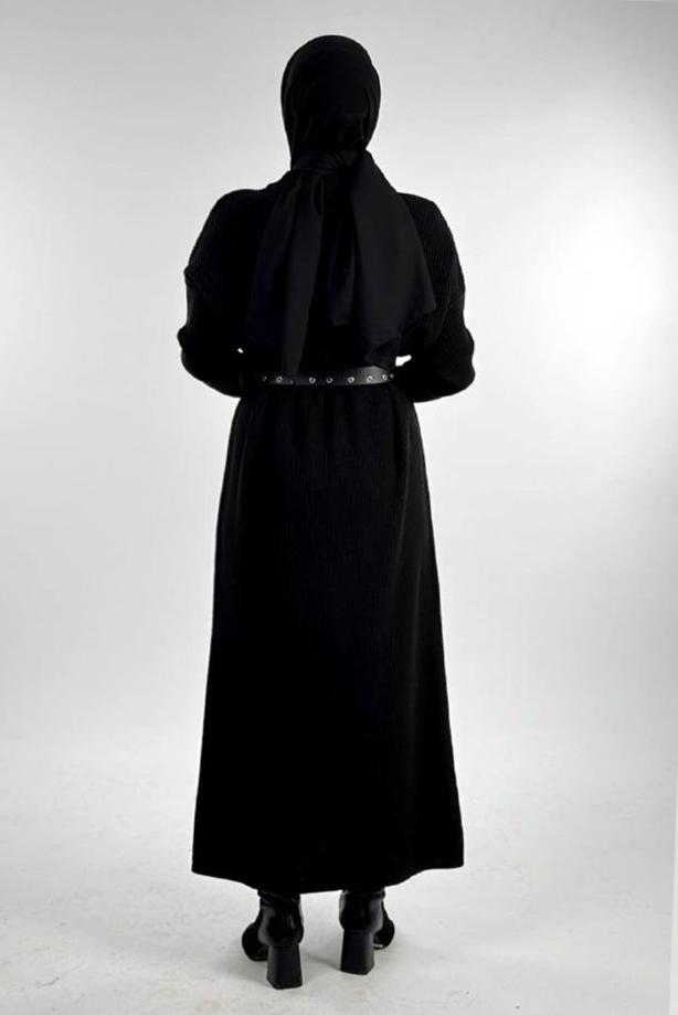 Hijab clothing BLACK KNITWEAR DRESS T 00381 - TRENDTESETTÜR
