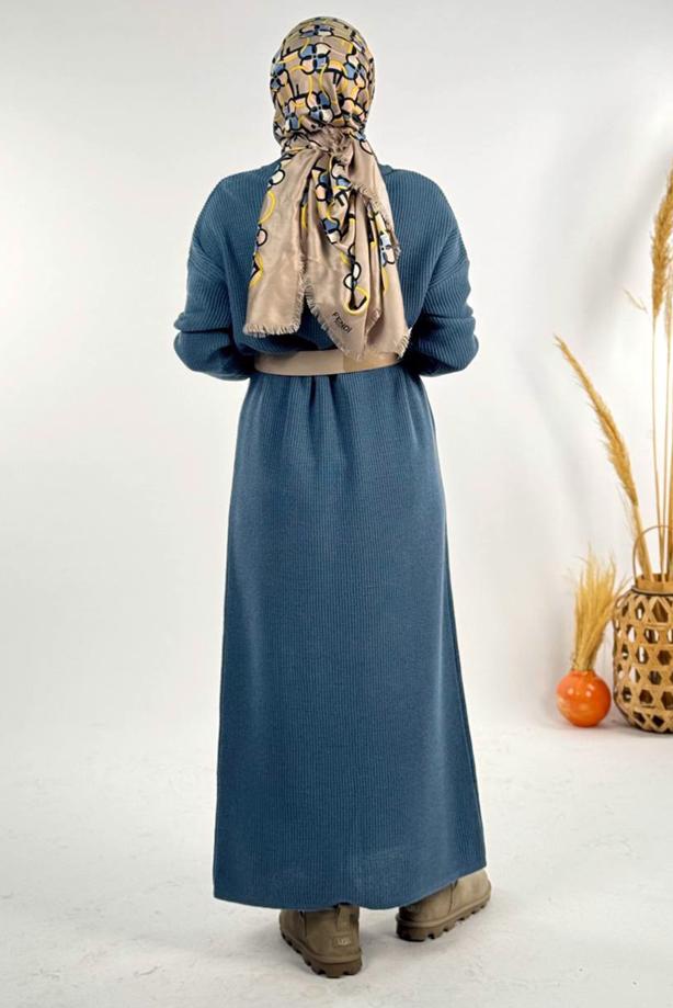 Vêtements hijab BLEU MARINE ROBE EN MAILLE T 00381 - TRENDTESETTÜR