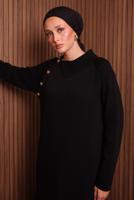 Tesettür giyim SİYAH TRİKO ELBİSE T 0307
