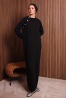 Tesettür giyim SİYAH TRİKO ELBİSE T 0307