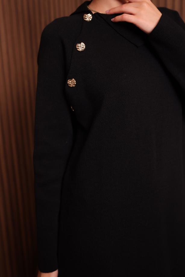 Hijab clothing BLACK KNITWEAR DRESS T 0307 - TRENDTESETTÜR