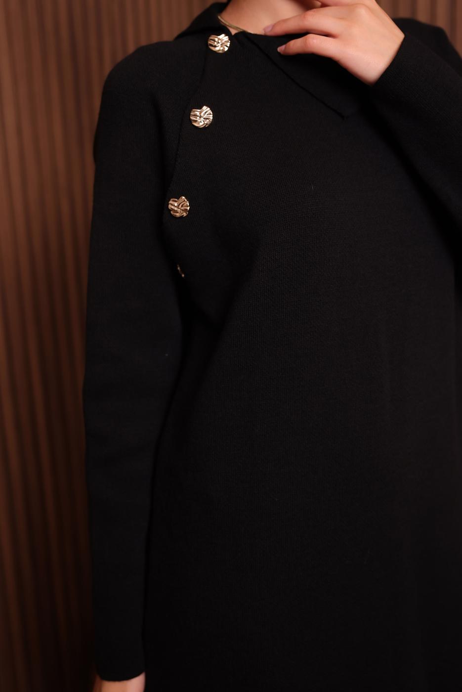 Tesettür giyim SİYAH TRİKO ELBİSE T 0307