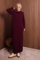 Vêtements hijab ROUGE BORDEAUX ROBE EN MAILLE T 0307