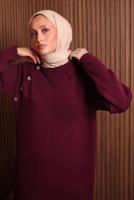 Vêtements hijab ROUGE BORDEAUX ROBE EN MAILLE T 0307