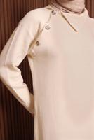 Tesettür giyim EKRU TRİKO ELBİSE T 0307