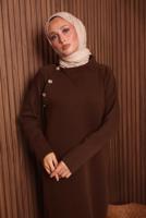 Tesettür giyim KAHVE TRİKO ELBİSE T 0307