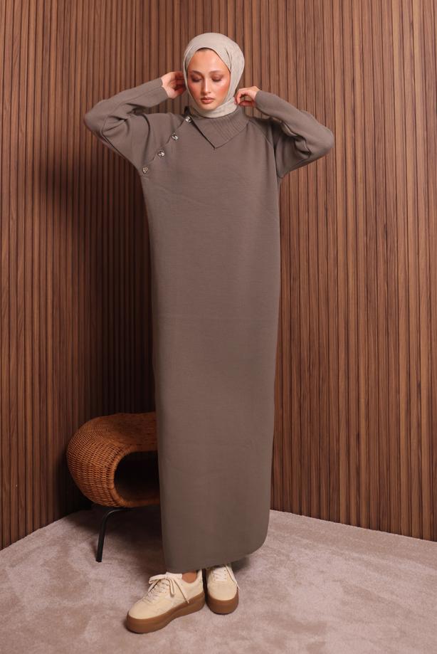 Hijab clothing BROWN KNITWEAR DRESS T 0307 - TRENDTESETTÜR
