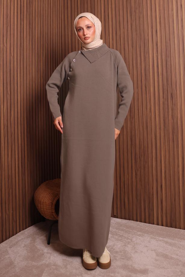 Hijab clothing BROWN KNITWEAR DRESS T 0307 - TRENDTESETTÜR