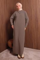 Tesettür giyim KAHVE TRİKO ELBİSE T 0307