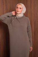 Tesettür giyim KAHVE TRİKO ELBİSE T 0307
