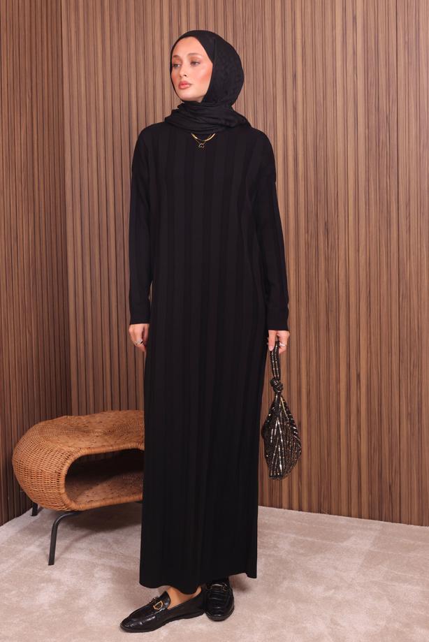 Hijab clothing BLACK KNITWEAR DRESS T 0507 - TRENDTESETTÜR