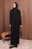 Tesettür giyim SİYAH TRİKO ELBİSE T 0507