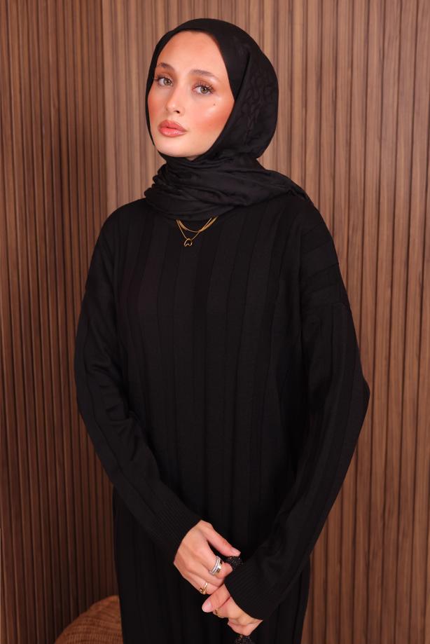 Hijab clothing BLACK KNITWEAR DRESS T 0507 - TRENDTESETTÜR