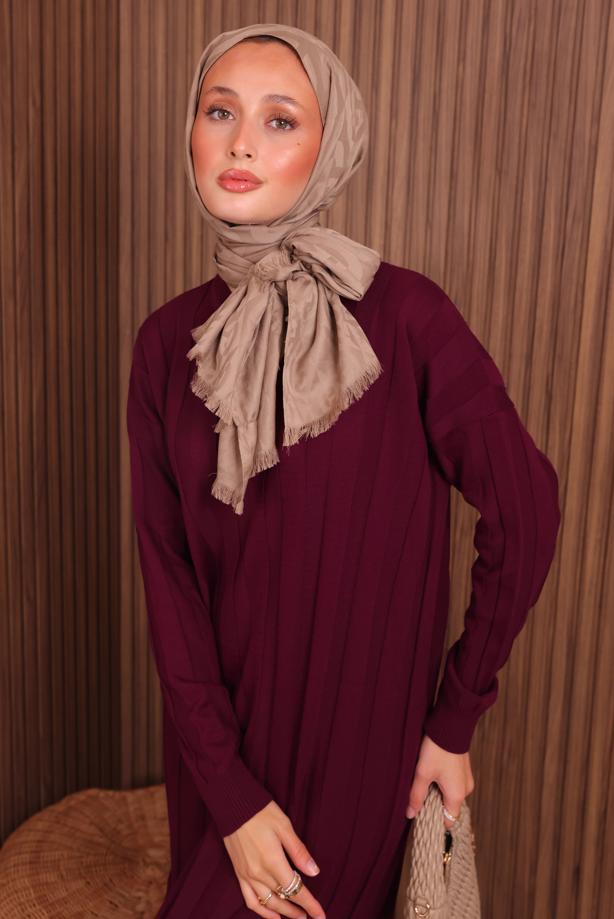 Hijab clothing CLARET RED KNITWEAR DRESS T 0507 - TRENDTESETTÜR
