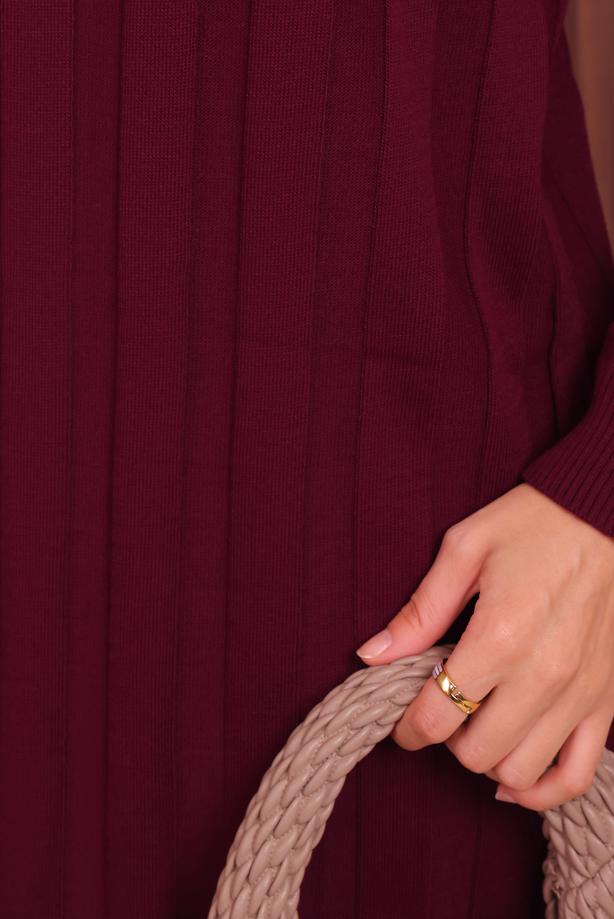 Hijab clothing CLARET RED KNITWEAR DRESS T 0507 - TRENDTESETTÜR