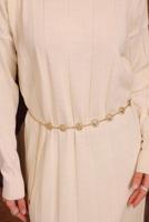 Tesettür giyim EKRU TRİKO ELBİSE T 0507