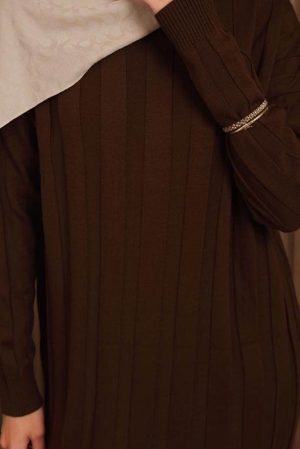 Hijab clothing BROWN KNITWEAR DRESS T 0507 - TRENDTESETTÜR