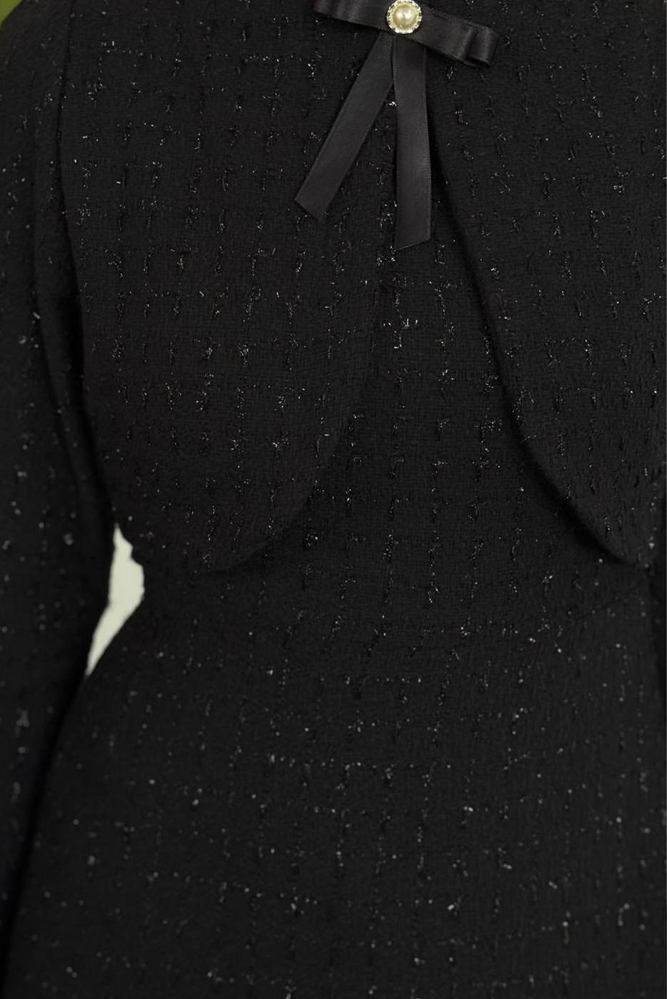 Tesettür giyim SİYAH BOLEROLU TÜVİT ELBİSE T 1526