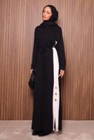 Hijab clothing BLACK TIE-WAIST DRESS T 2035
