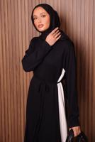 Hijab clothing BLACK TIE-WAIST DRESS T 2035
