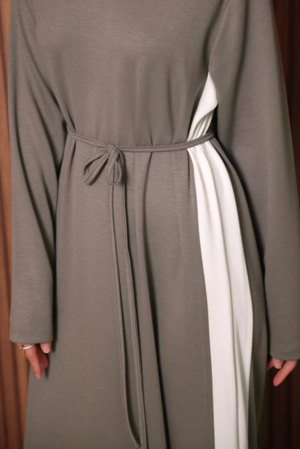 Hijab clothing MINK TIE-WAIST DRESS T 2035 - TRENDTESETTÜR