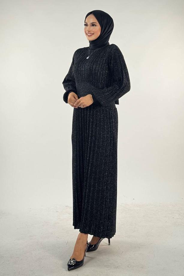 Hijab clothing BLACK KNITWEAR DRESS T 22381 - TRENDTESETTÜR