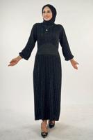Tesettür giyim SİYAH TRİKO ELBİSE T 22381